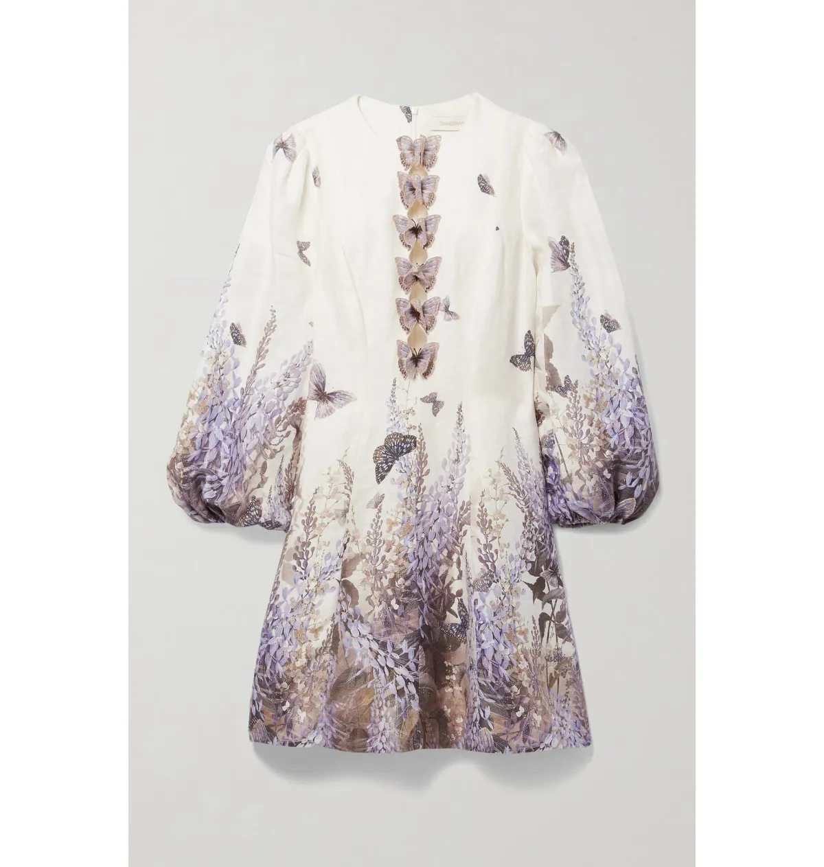 Zimmermann The Luminous Butterfly Mini Dress in Ivory Lavender Tea Size 2 / AU 12 - Image 5