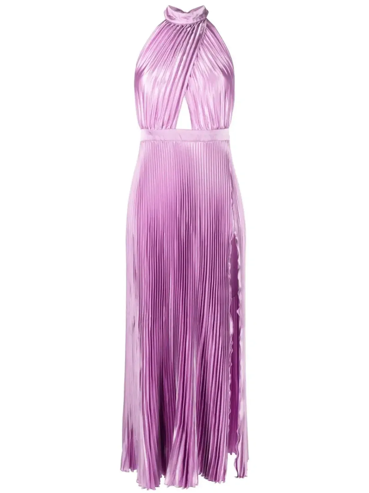 L'Idée Pleated Halterneck Dress Violet Purple Size 8 - Image 7