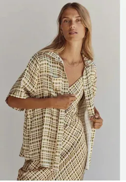 Dissh Dilan Vacation Shirt and Satin Slip Dress Set Print Size 6 for rent on The Volte - image 2