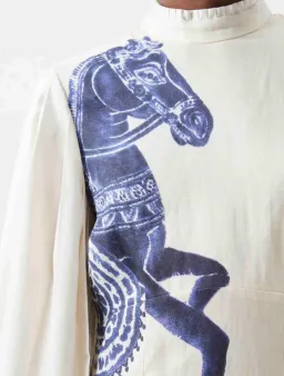Alemais Rider Pleat Sleeve Midi Dress Cream/Blue Size 14 for rent on The Volte - image 4