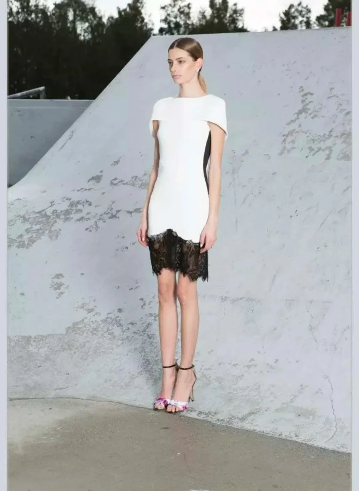 Asilio the Label Lace Hem Dress White/Black Size XS / AU 6 - Image 1