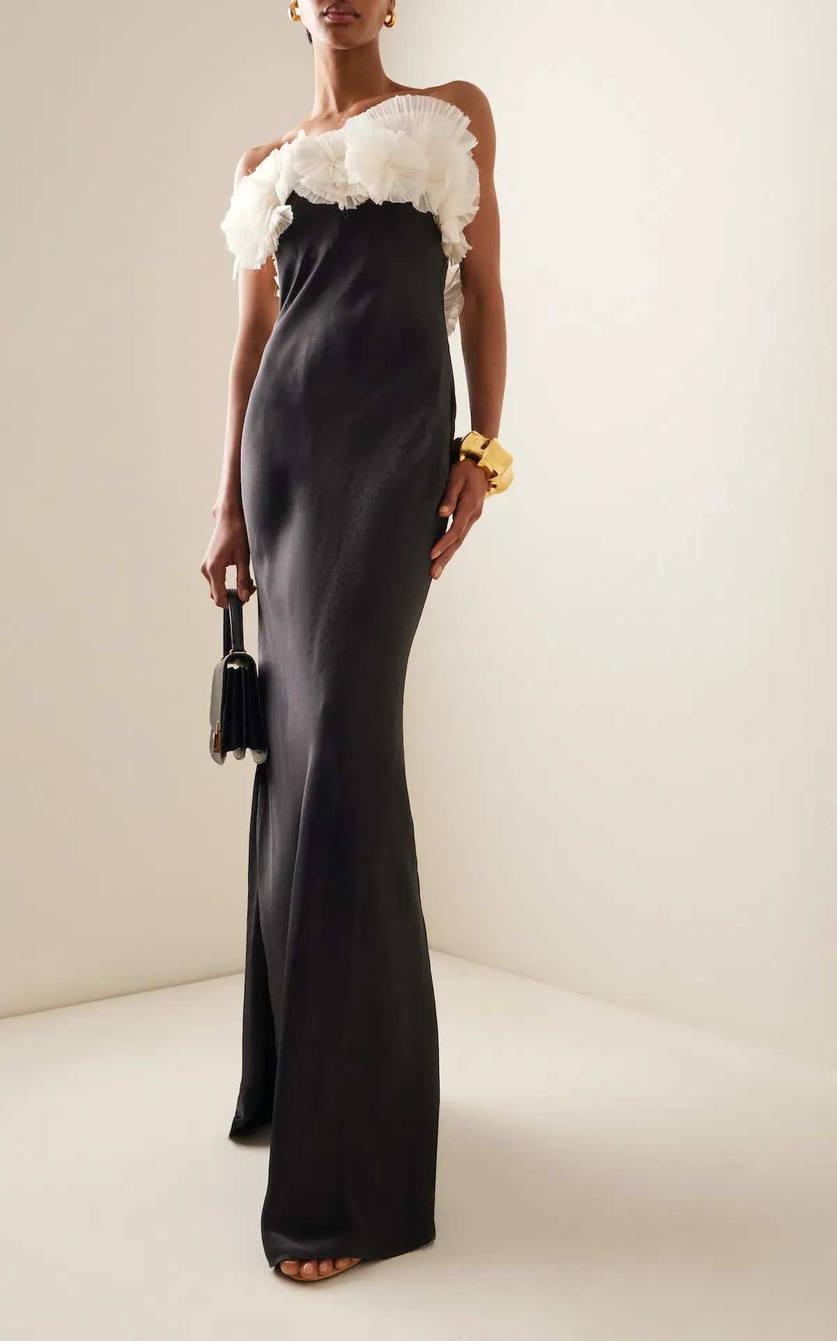 Rachel Gilbert Eyelar Gown Black/Coconut Size 6 - Image 1