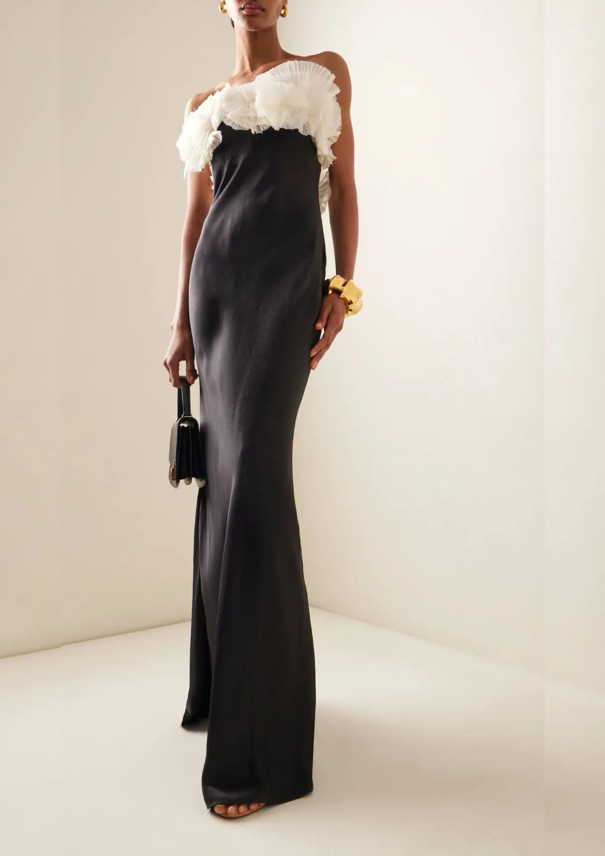 Rachel Gilbert Eyelar Gown Black/Coconut Size 10 - Image 1