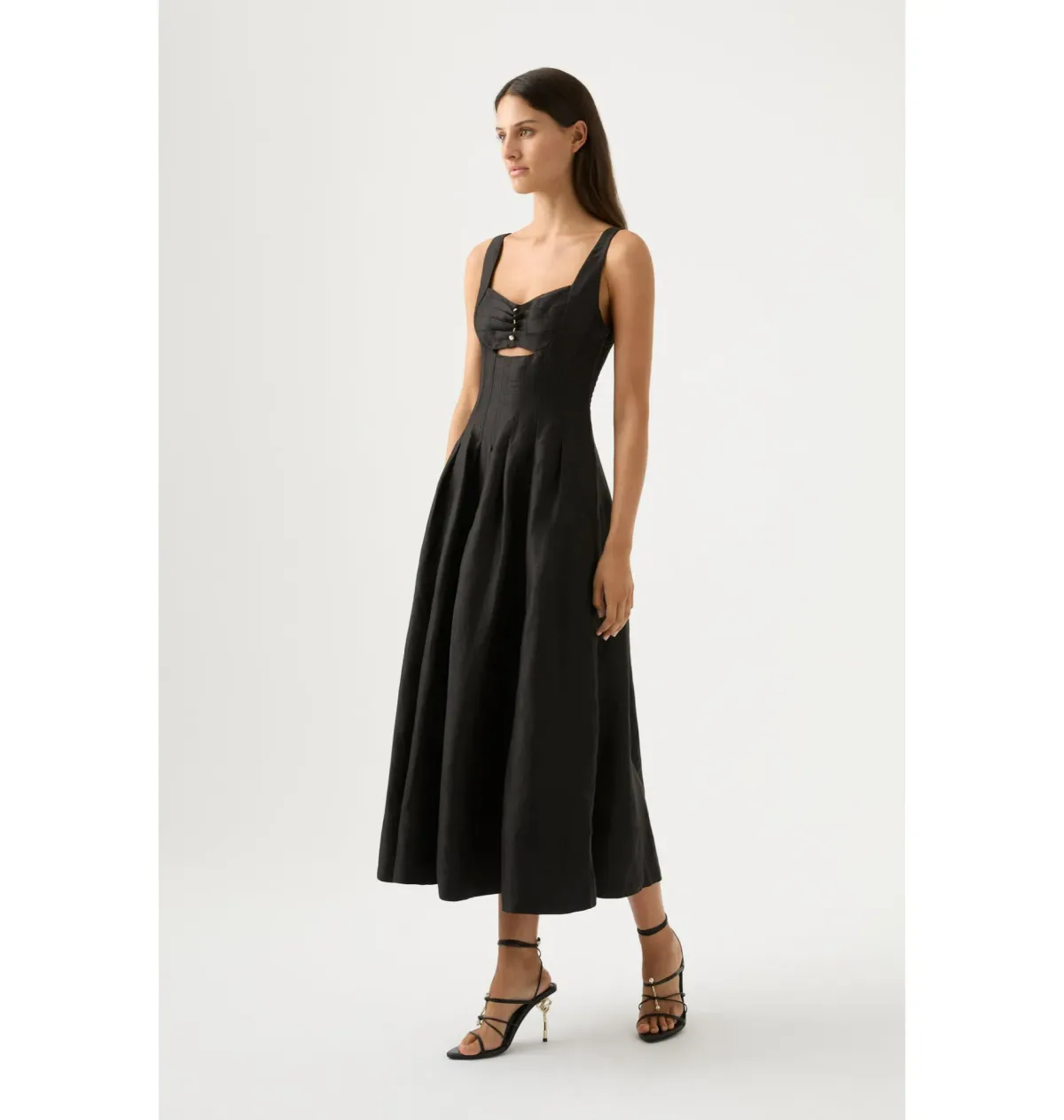 Aje Divinity Pearl Pin Midi Dress in Black Size AU 10 - Image 2