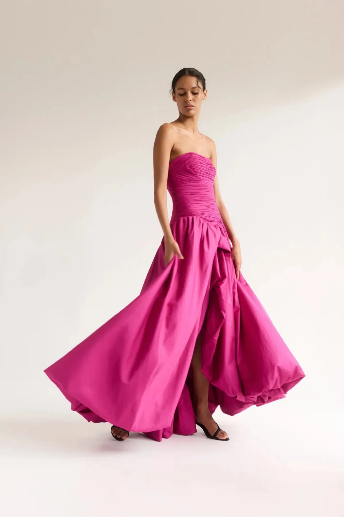 Aje Violette Bubble Hem Maxi Dress Deep Magenta Size AU 10 - Image 4