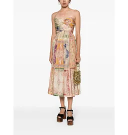 Zimmermann August Tie front Midi Dress  in Patch Floral Size 3 / AU 14 for rent on The Volte - image 1