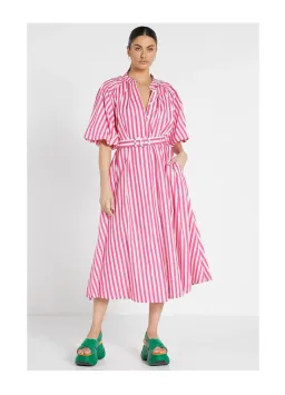 Bohemian Traders Pleated Neck Midi Dress in Pink Size 4XL/ AU 22 for rent on The Volte - image 1