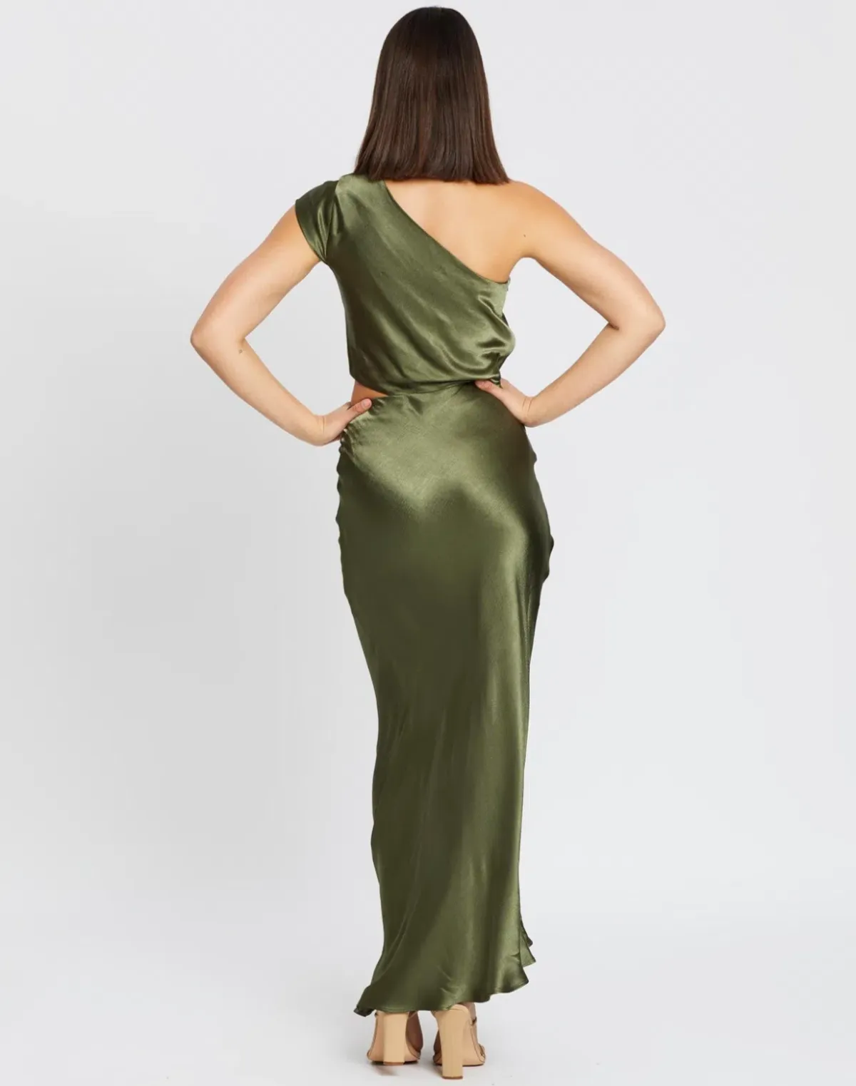 Bec & Bridge Delphine Asym Midi Dress Green Size 8 - Image 3