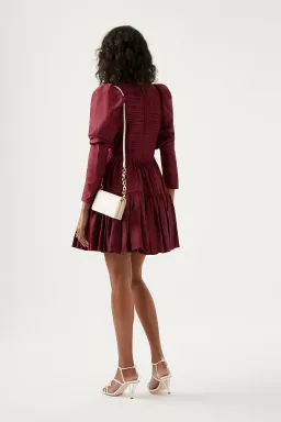 Aje Impasto Ruched Mini Dress Burgundy Size 8 for rent on The Volte - image 3