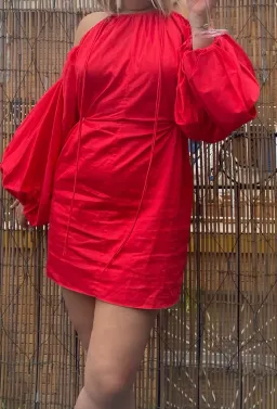 Camilla and Marc Parker Puff Sleeve Mini Dress Red Size 10 for rent on The Volte - image 2