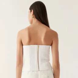 Aje Sunbeam Ruched Bustier Ivory Size 4 for rent on The Volte - image 3