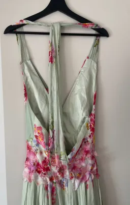 Alberta Ferretti Silk Floral Dress Green Size 8 for rent on The Volte - image 5