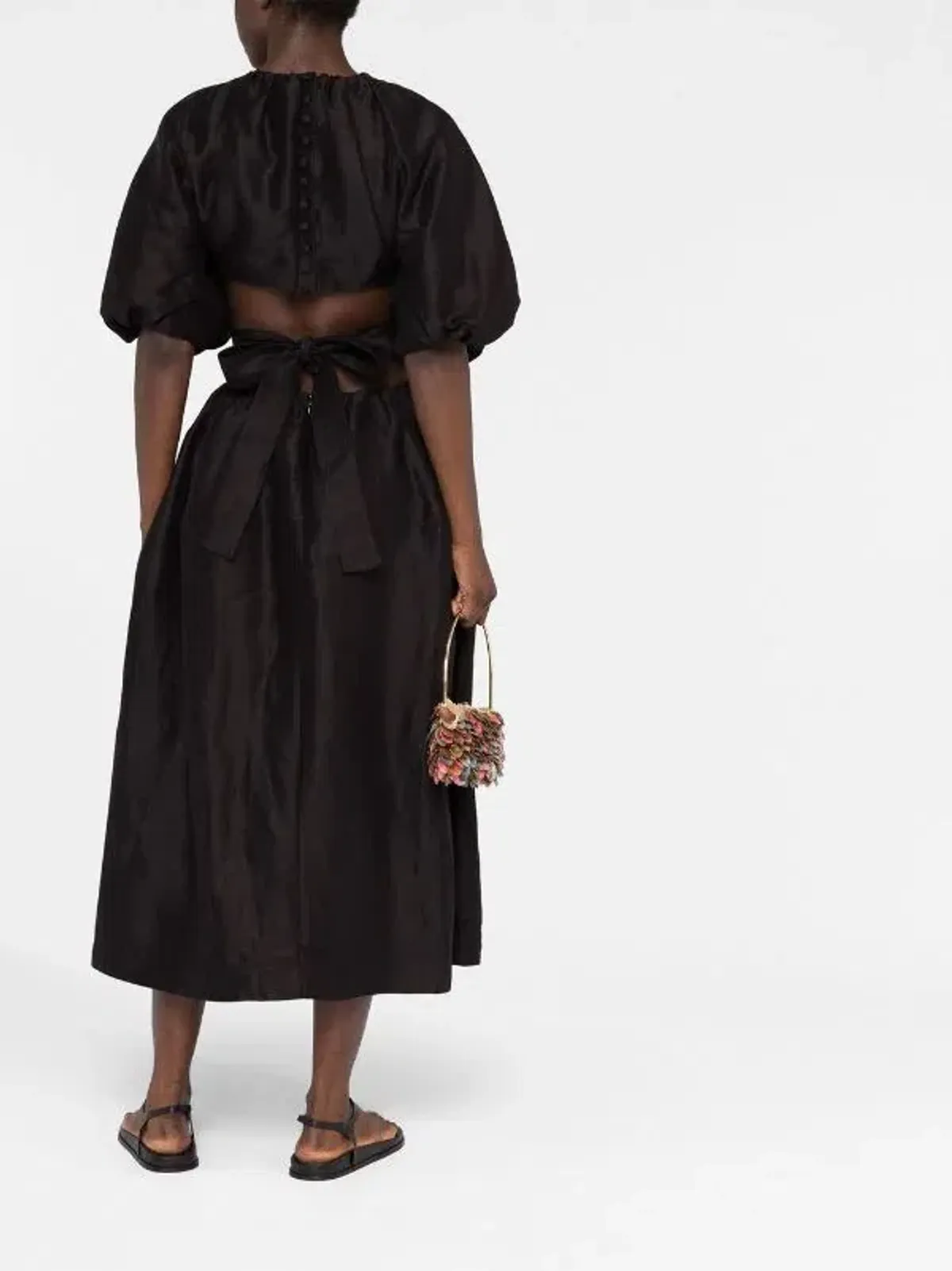 Aje Mimosa Puff Sleeve Midi Dress Black Size 8 - Image 4