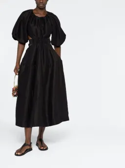 Aje Mimosa Puff Sleeve Midi Dress Black Size 8 for rent on The Volte - image 1