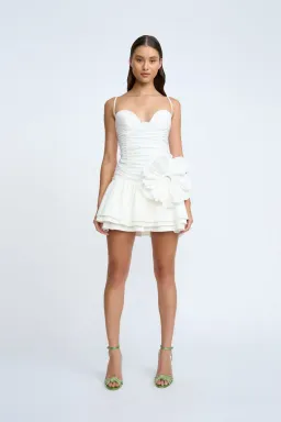 By Johnny Samantha Ruffle Mini Dress White Size 8 for rent on The Volte - image 1