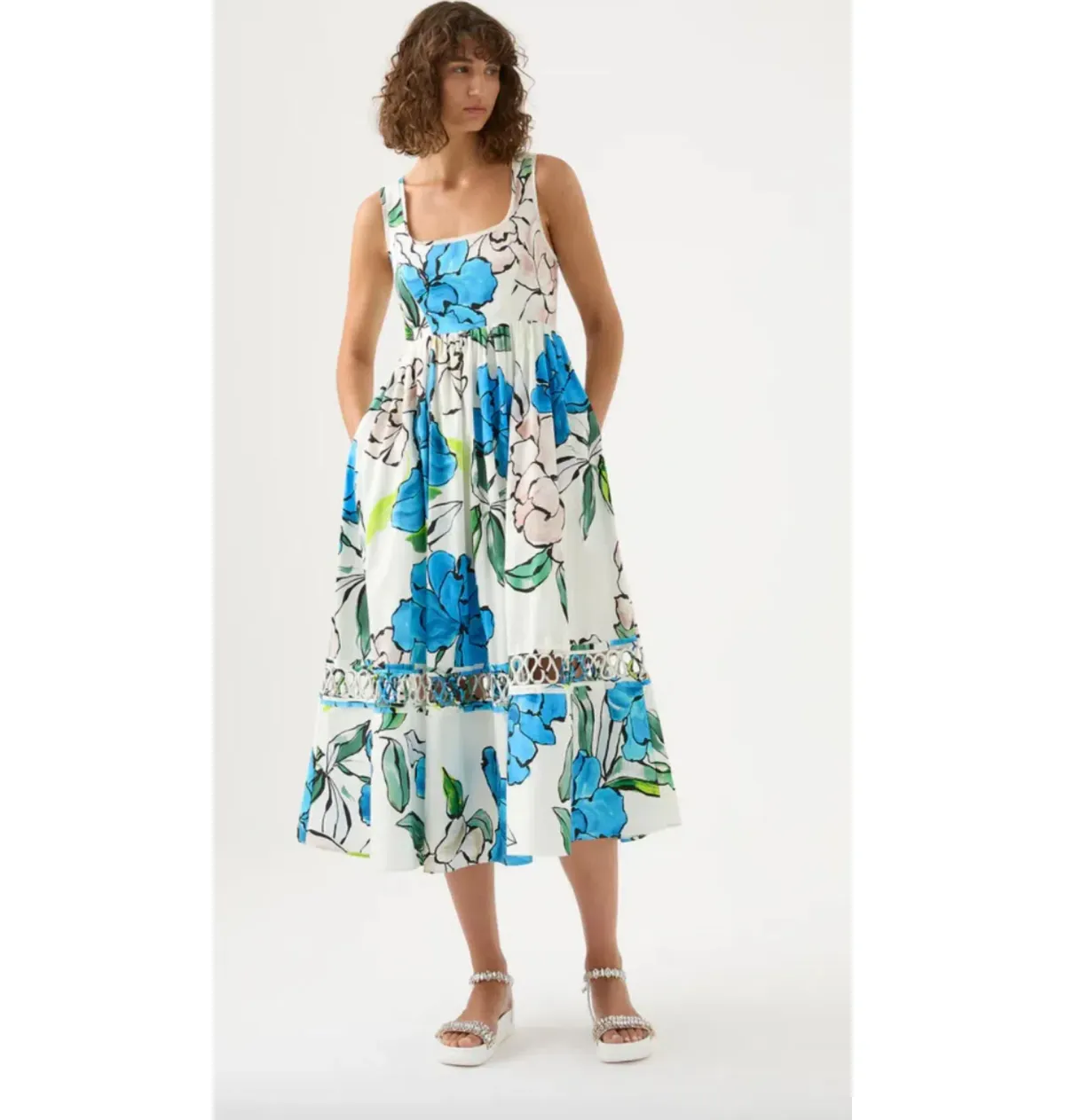 Aje Erika Cut Out Midi Dress Floral Size AU 10 - Image 1
