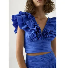 Aje Rhythmic Frill Bodice Size AU 8 & Eleni Tiered Maxi Skirt Size AU 10 Set Blue for rent on The Volte - image 3