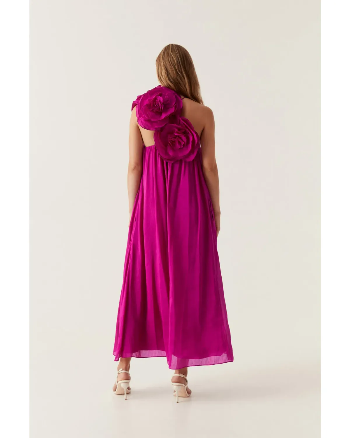 Aje Quintessa Flower Midi Dress in Deep MAgenta Size AU 14 - Image 4