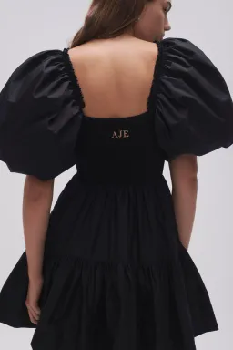 Aje Casa Puff Sleeve Mini Dress Black Size 8 for rent on The Volte - image 3