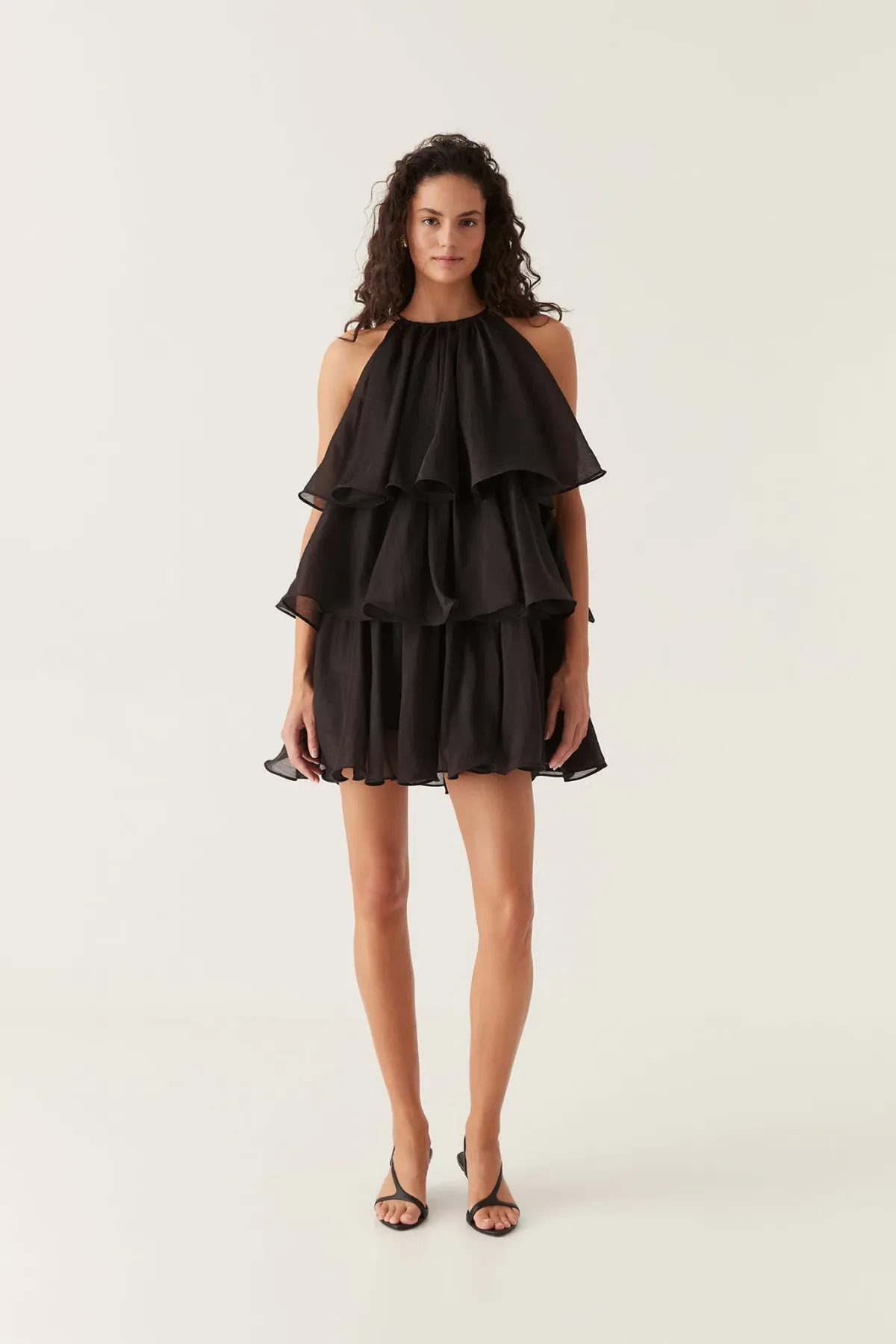 Aje Claudia Tiered Mini Dress Black Size 8 - Image 1