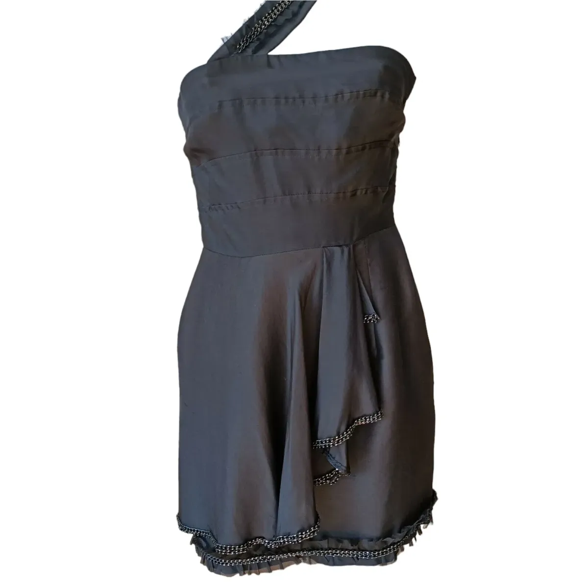 Rachel Gilbert One Shoulder Silk Mini Dress Black Size 0 / AU 6 - Image 4