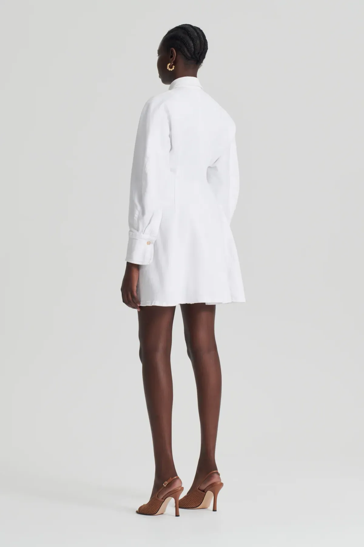Scanlan Theodore Denim Cocoon Sleeve Mini Dress White Size 8 - Image 4