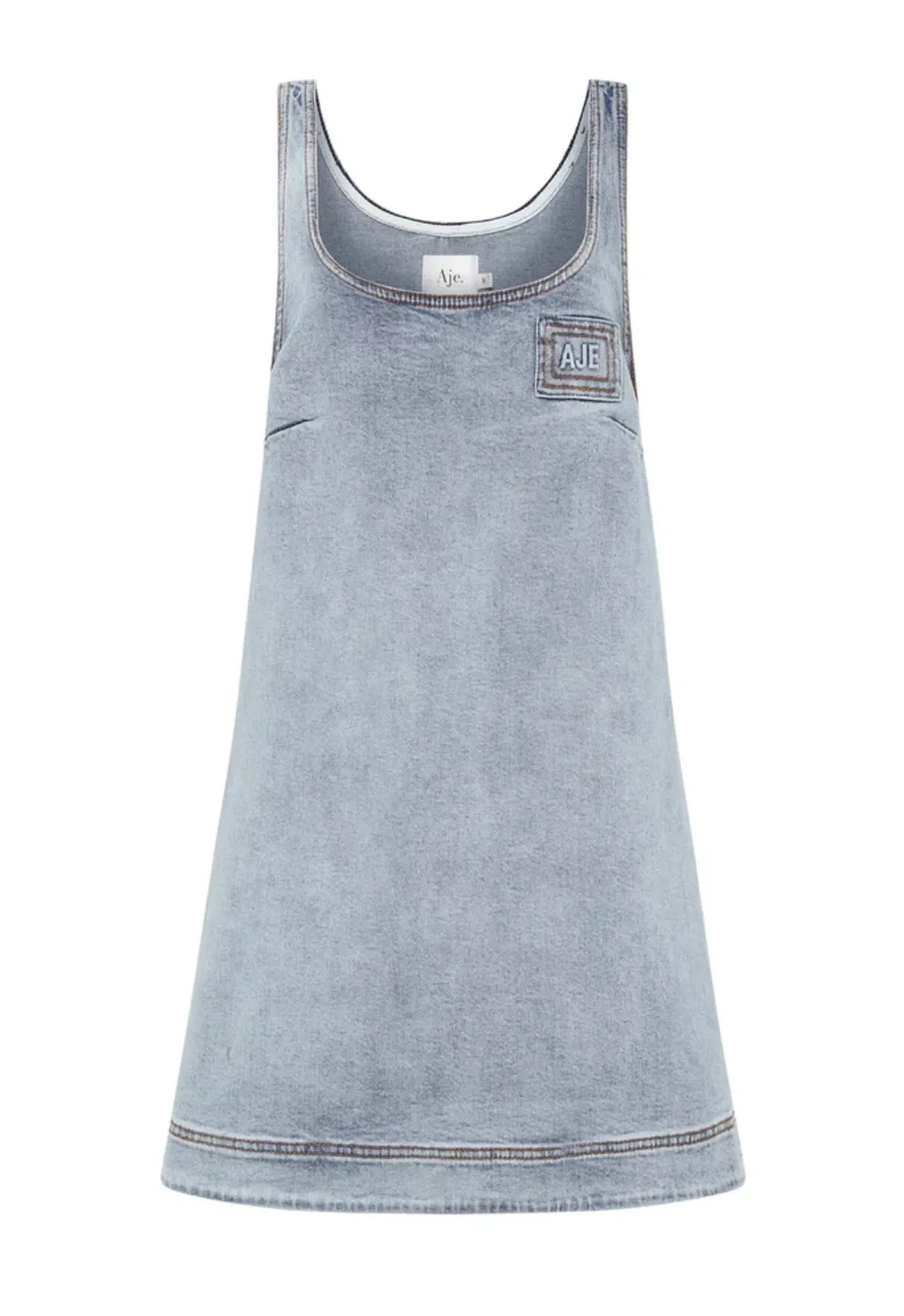 Aje Bambie Denim Mini Dress Two Tone Indigo Size 6 - Image 5