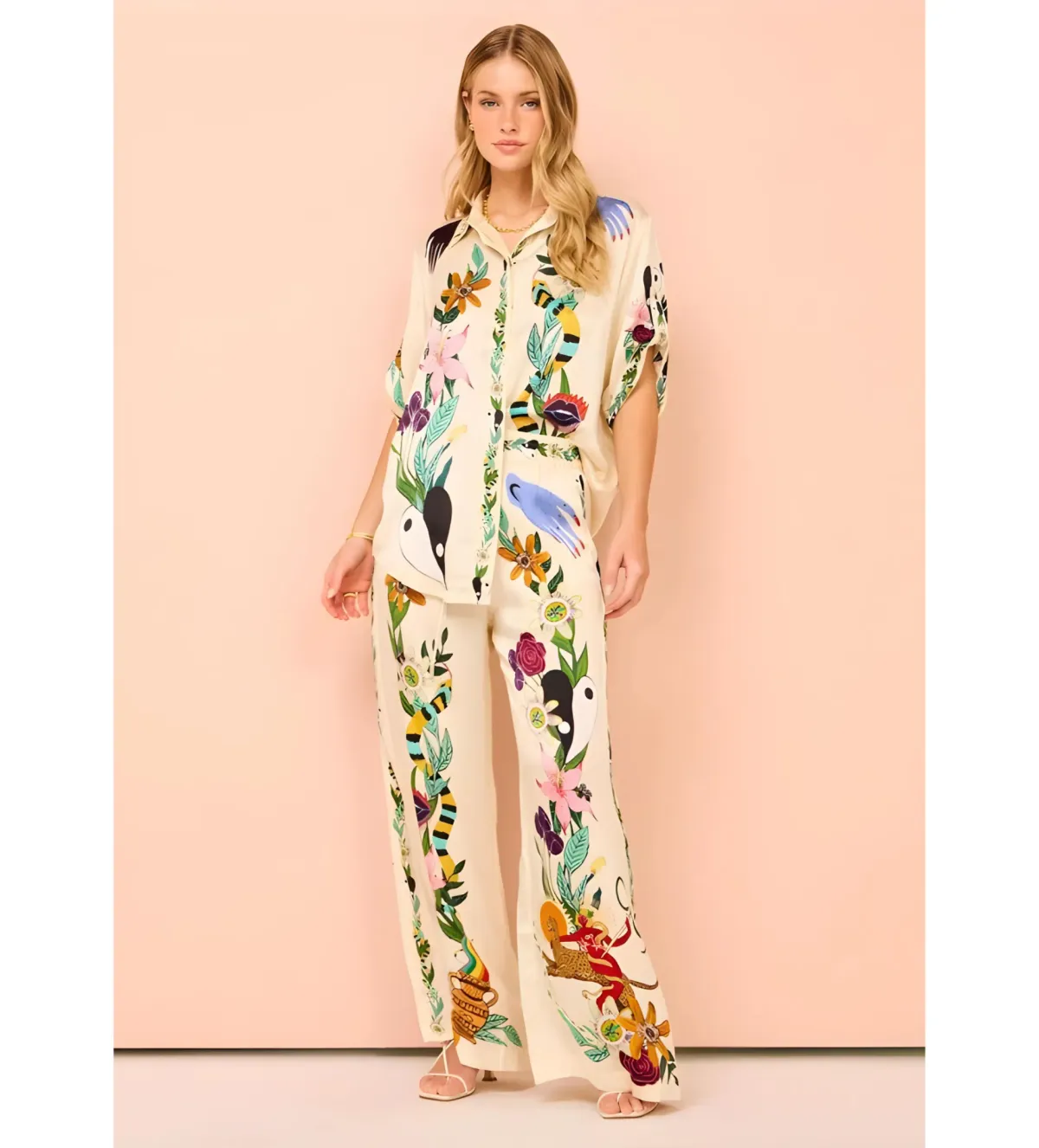 Alemais Meagan Silk Shirt & Pants Set Print Size 12 - Image 1