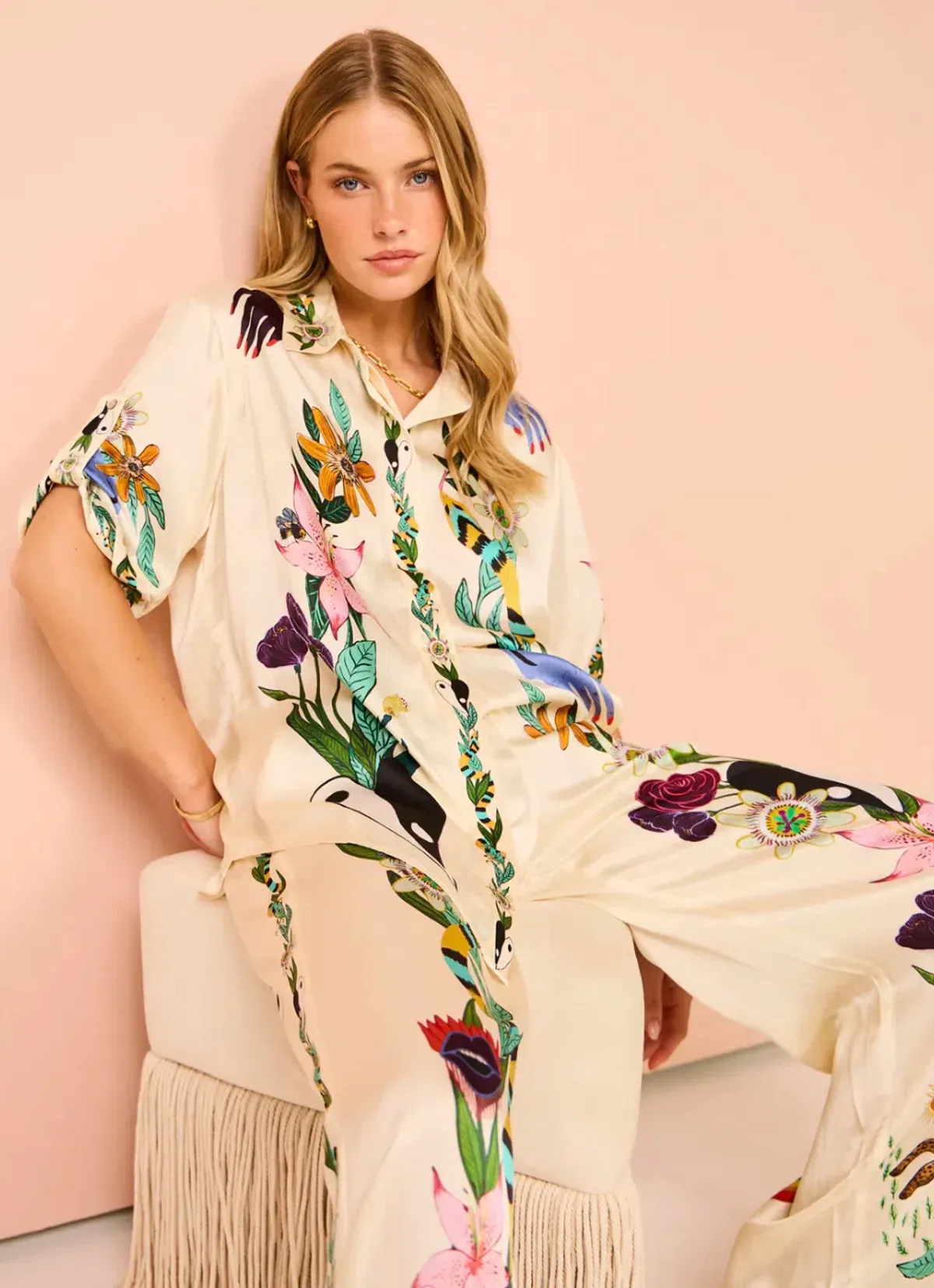 Alemais Meagan Silk Shirt & Pants Set Print Size 12 - Image 2