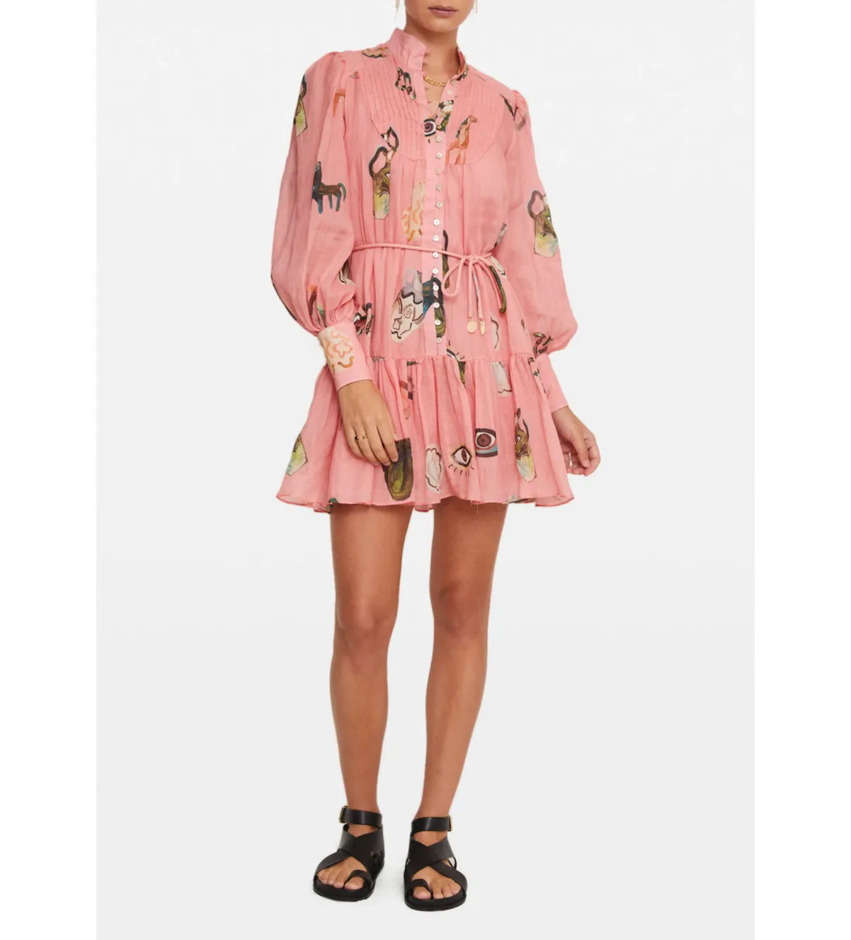 Alemais Cleo Smock Mini Dress in Pink Size 8 - Image 1