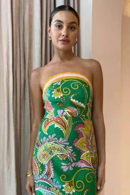 Alemais Marion Bodice Strapless Midi Green Dress Emerald Size 8 for rent on The Volte - image 2