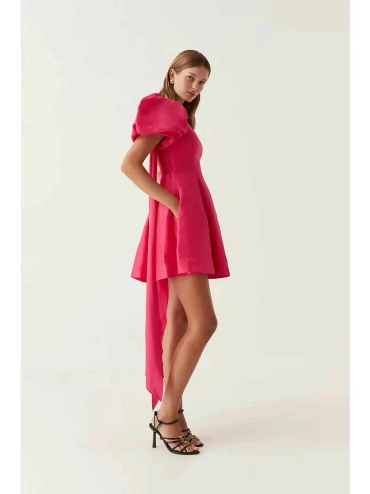 Aje Artista Tulip Sleeve Mini Dress Bougainvillea Red Size 8  - Image 2