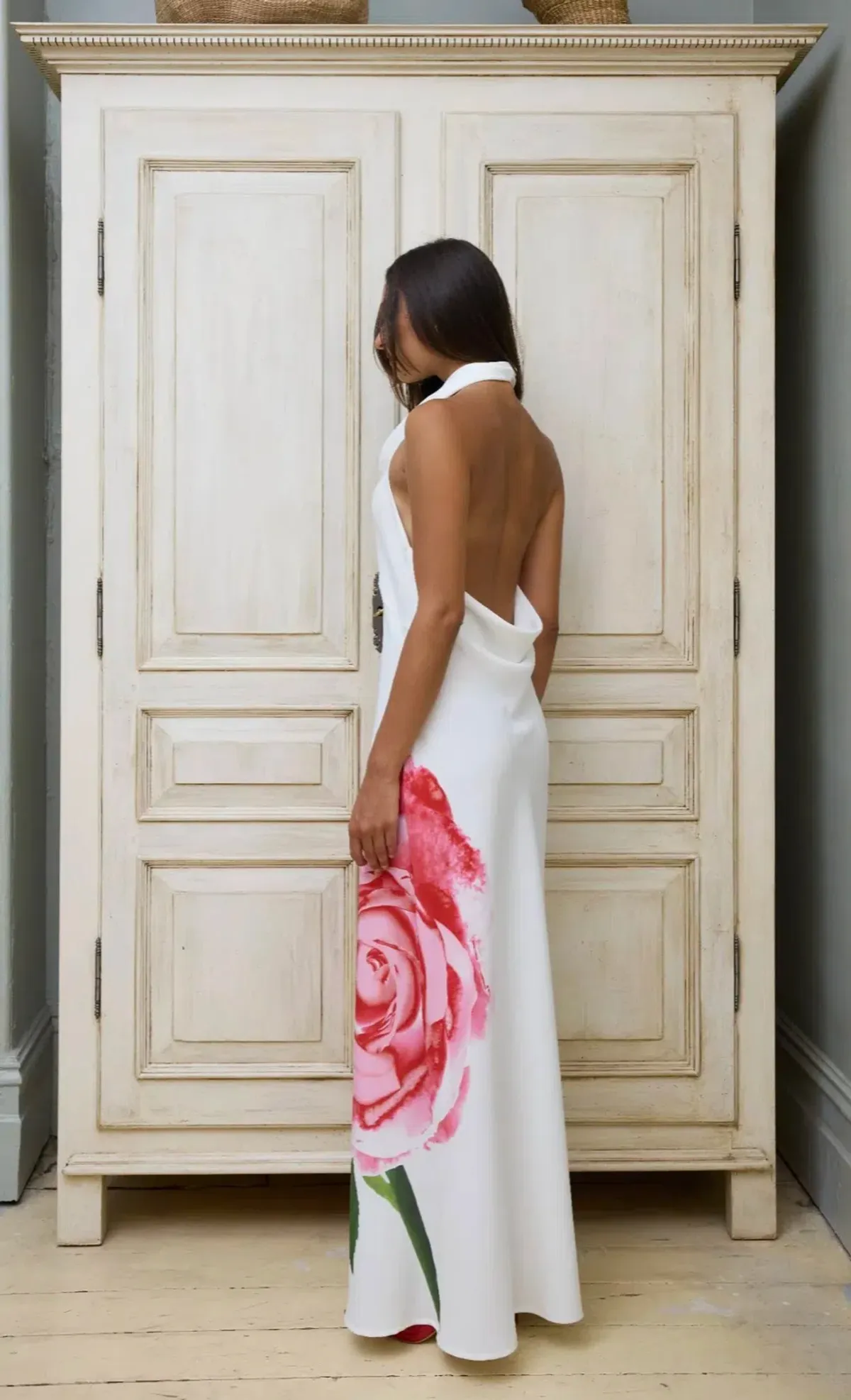 With Harper Lu Cowl Slip Dress White Rose Size XS / AU 6 - Image 3