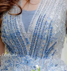Stunning Silver Engagement ball gown size small for rent on The Volte - image 2