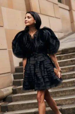 Aje Amour Ruffle Mini Dress Black Size 8 for rent on The Volte - image 3