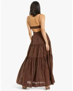 Bec & Bridge Carla V Maxi Dress in Chocolate Brown Size AU 6 for rent on The Volte - image 2