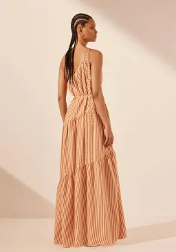 Shona Joy Hele One Shoulder Tiered Maxi Dress Coconut/Tangerine Size AU 6 for rent on The Volte - image 3
