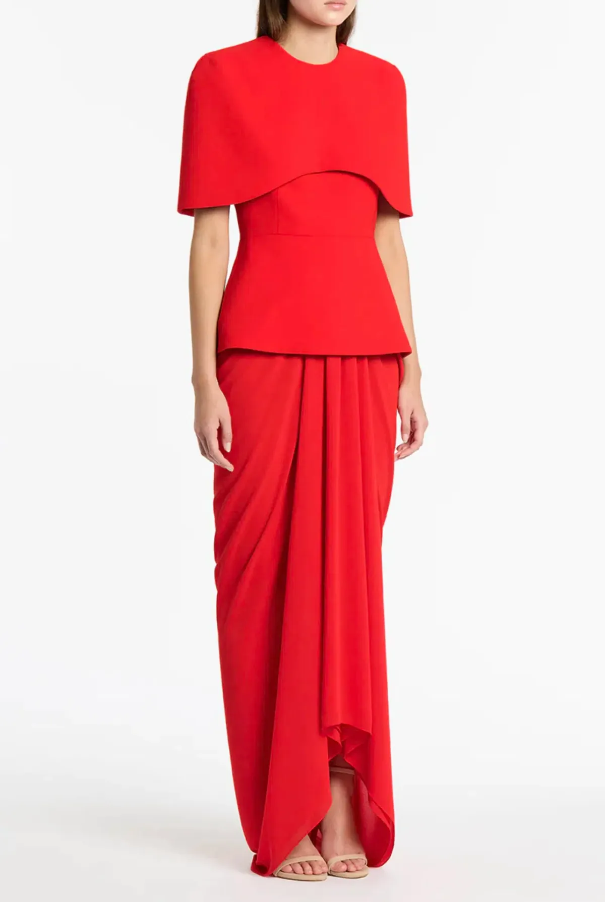 Carla Zampatti Georgette Waterfall Maxi Skirt in Red Size XS / AU 6 - Image 1