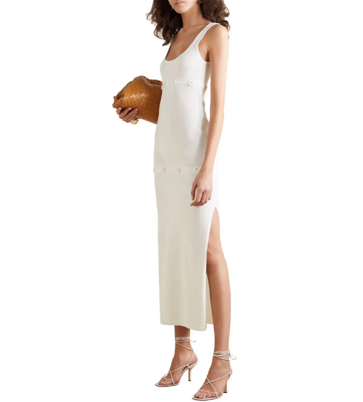 Christopher Esber Button-detail Ribbed Knit Dress White Size 10 - Image 1