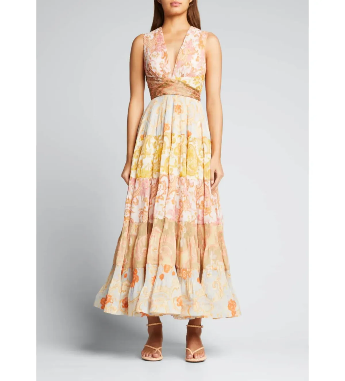 Zimmermann Postcard Pleated Midi Dress Splice Size 0 /Au 8  - Image 2