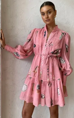 Alemais Cleo Smock Mini Dress Pink Size 14 for rent on The Volte - image 8