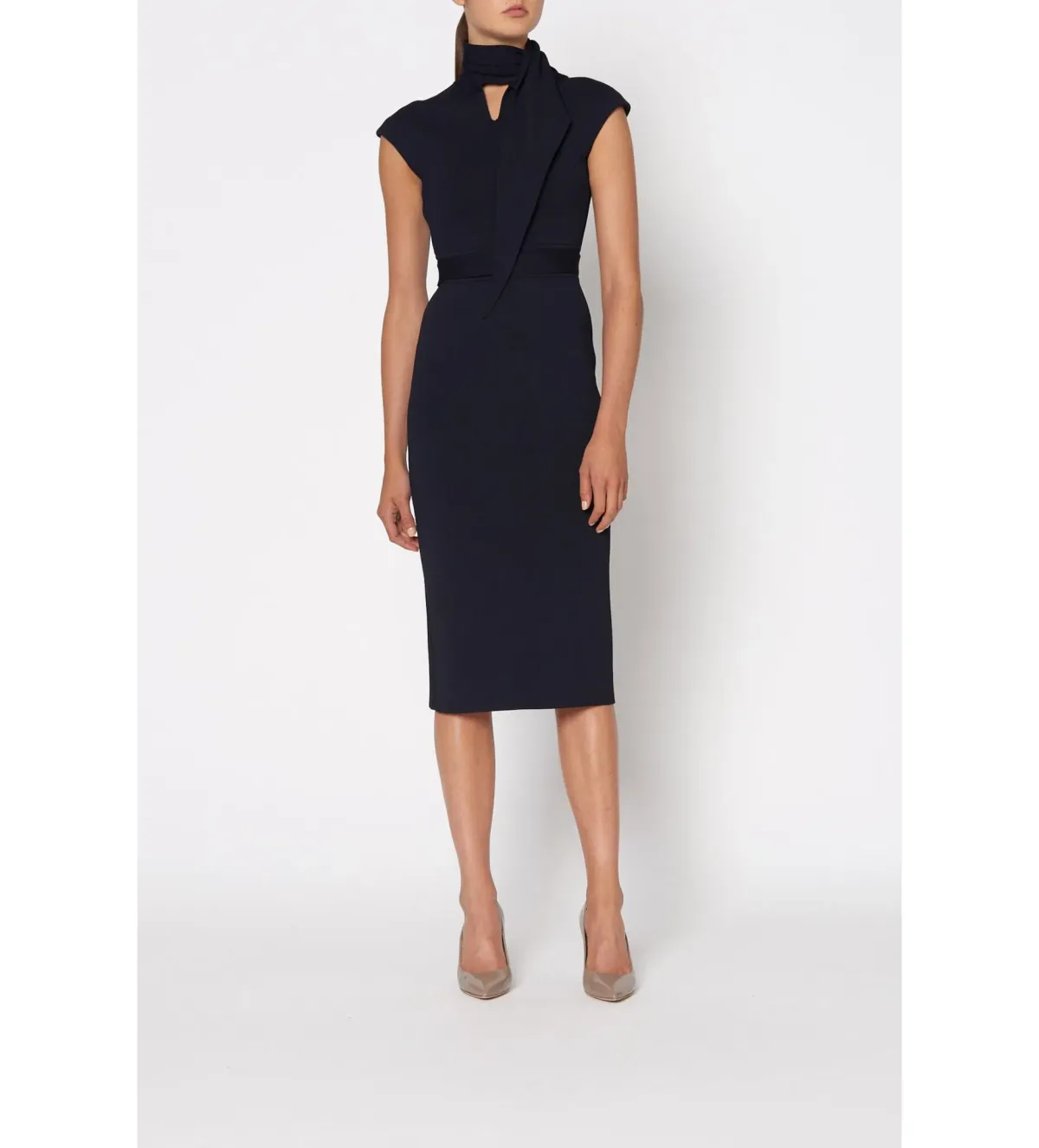 Scanlan Theodore The Crepe Knit Cravat Dress Navy Size XS/AU 6 - Image 1