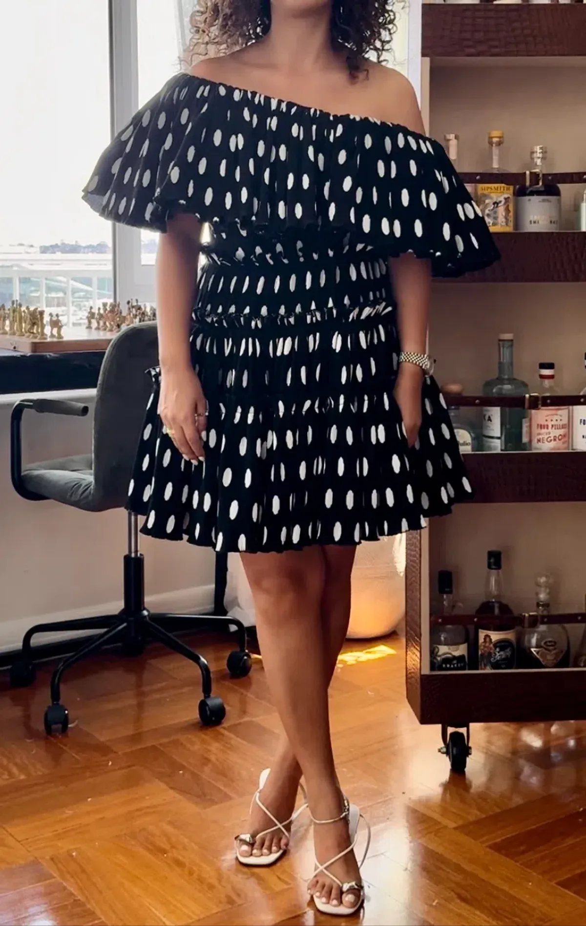 Sheike Carnival Mini Dress Black Polka Dot Size 10 - Image 2