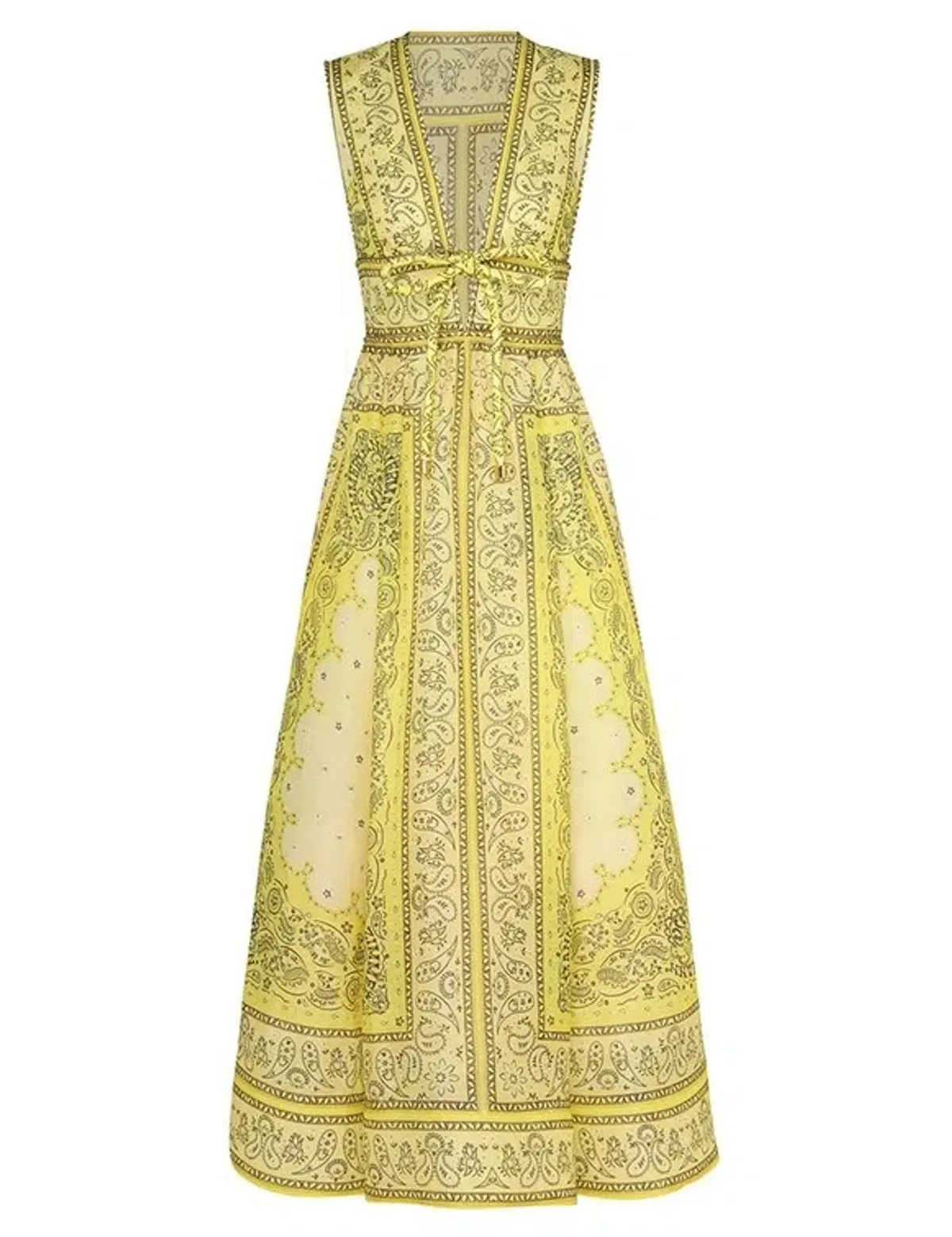 Zimmermann Matchmaker Bow Long Dress Yellow Bandana Size 8 - Image 3