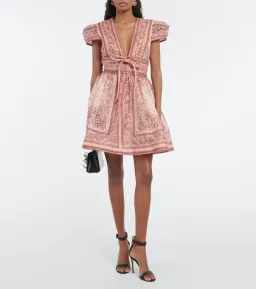 Zimmermann Matchmaker Structured Mini Dress in Pink Bandana Size 8 for rent on The Volte - image 1