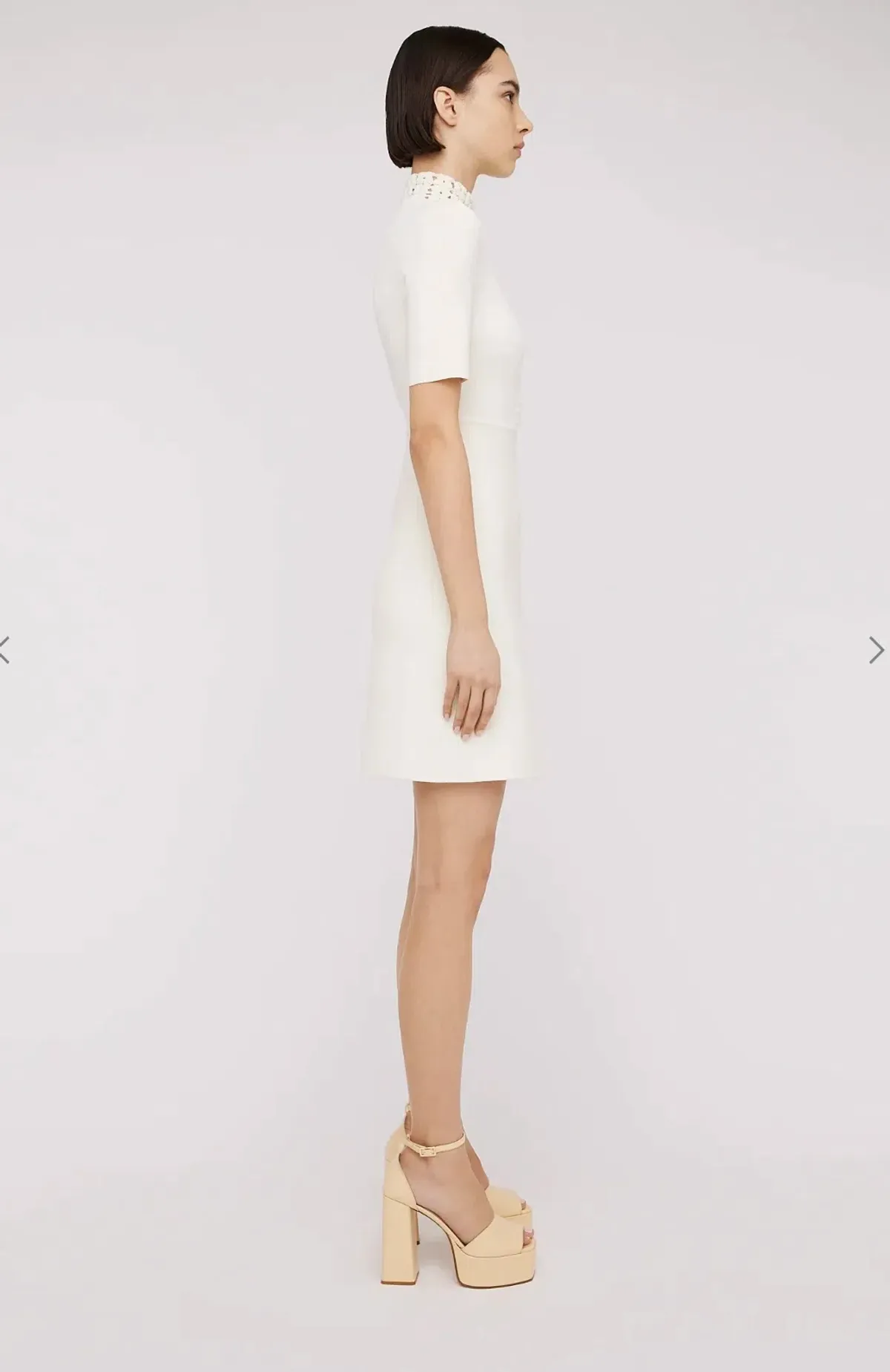 Scanlan Theodore The Crepe Knit Daisy Mini Dress Cream Size XS / AU 6 - Image 4