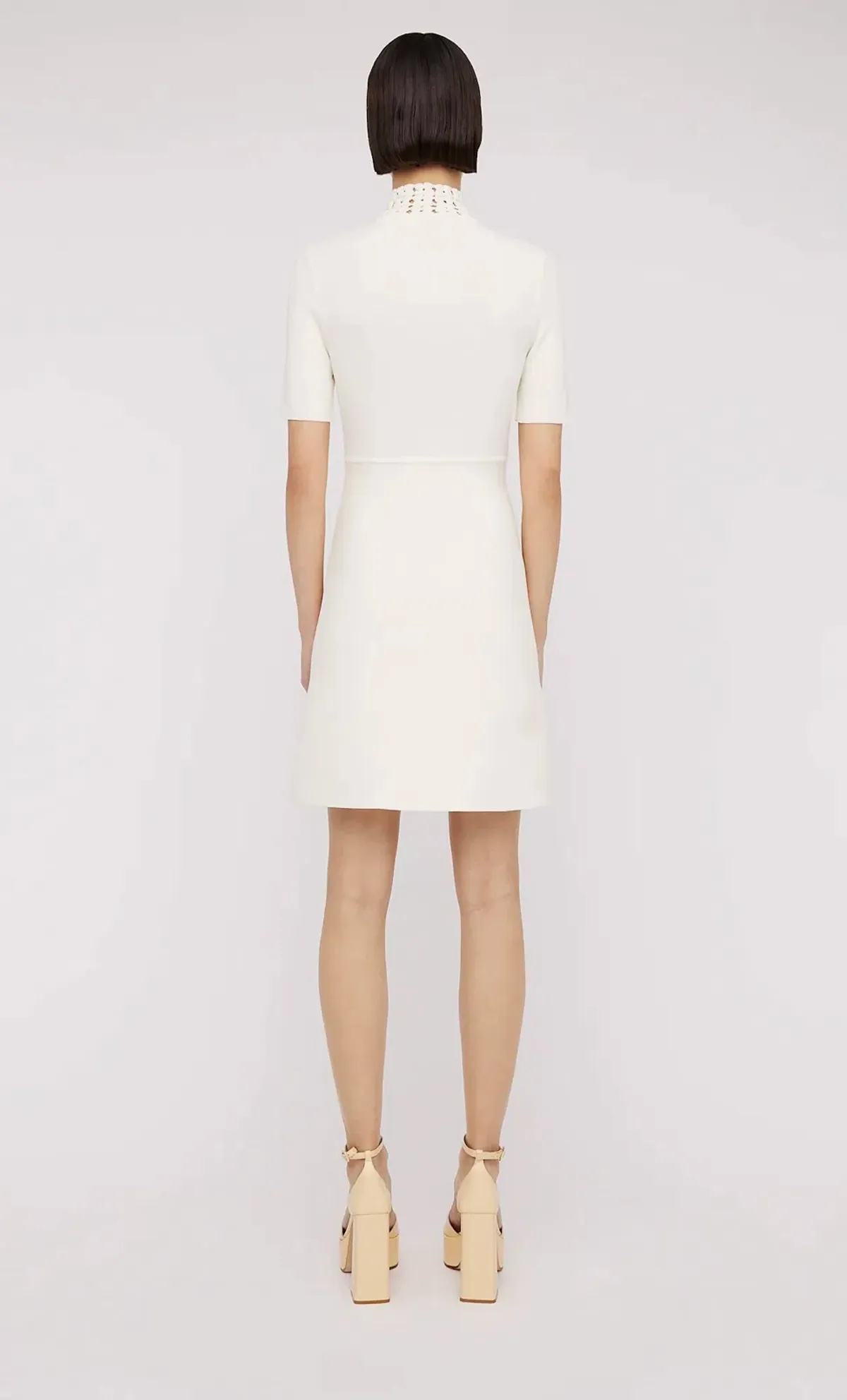 Scanlan Theodore The Crepe Knit Daisy Mini Dress Cream Size XS / AU 6 - Image 3