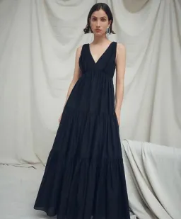 Aje Unending Tiered Cotton Maxi Dress Black Size 6 for rent on The Volte - image 2