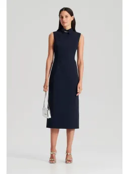 Scanlan Theodore Scuba Pencil Dress Navy Size AU 6 for rent on The Volte - image 1
