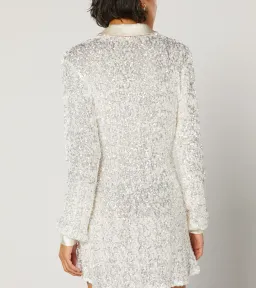Winona Arissa Wrap Shirt Dress White Sequin Size 8 for rent on The Volte - image 3